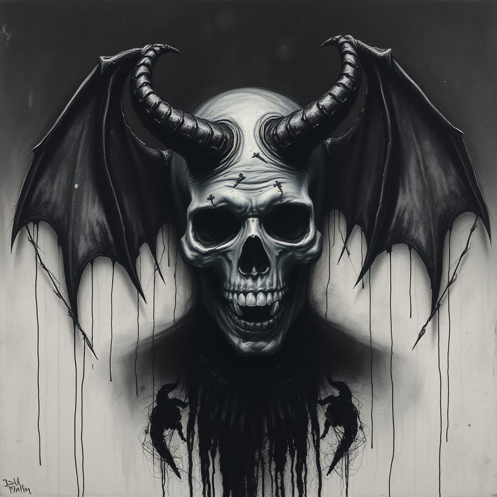 Diabolical Malevolent Encaustic; dystopian figure, extremism...