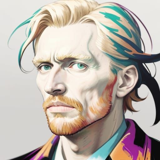 Bold Expressionist Portrait in Fauvist Style with Chiaroscur...