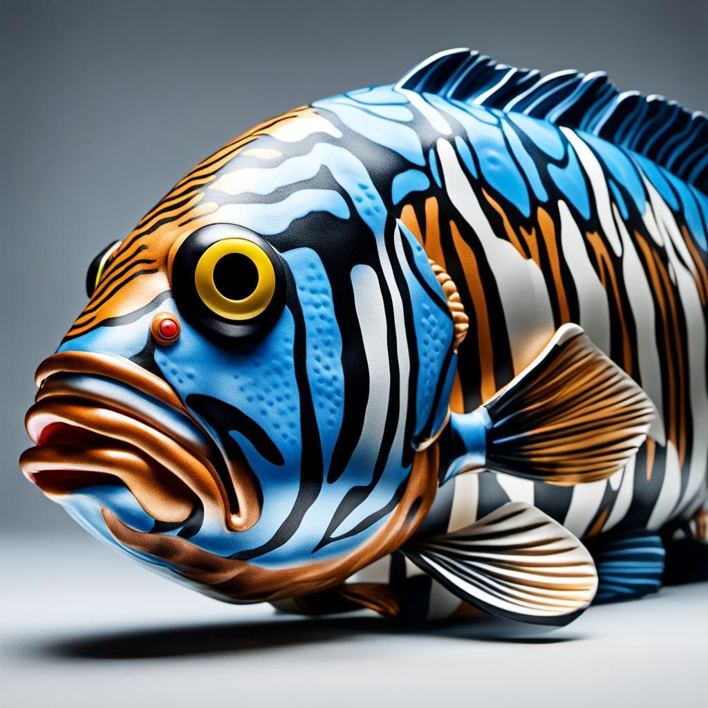 Zebra Fish Comic Sculpture in 3D