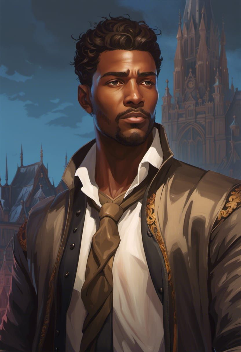 Fantasy Detective Portrait in Medieval City
