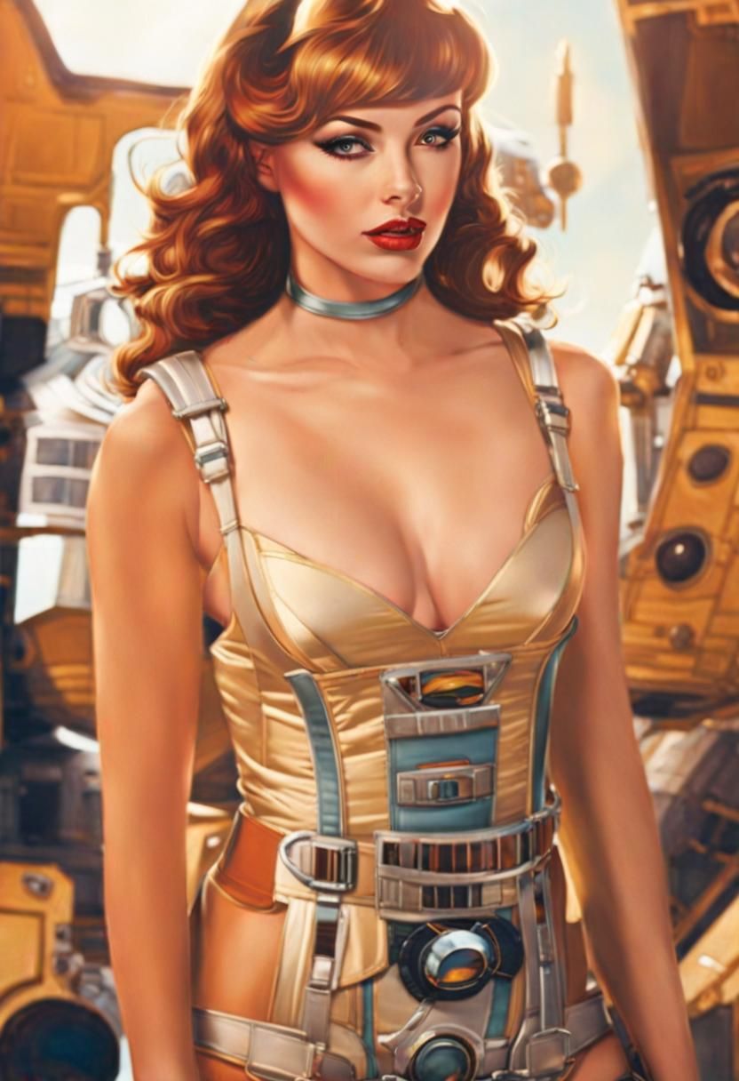 Retro Sci-Fi Pinup Girl in Spacesuit