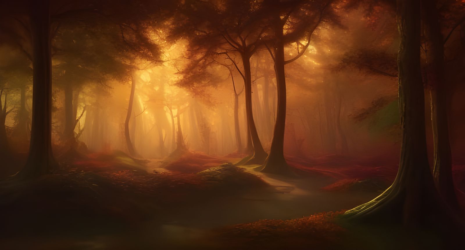 Magical Autumn Forest Landscape in Hyper-Realistic Style