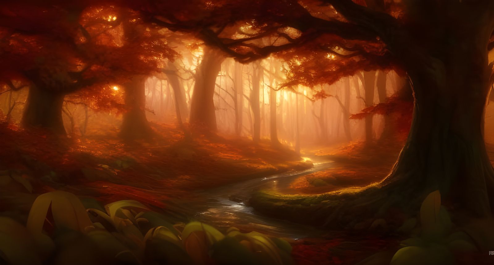 Magical Autumn Forest Landscape in Hyper-Realistic Style
