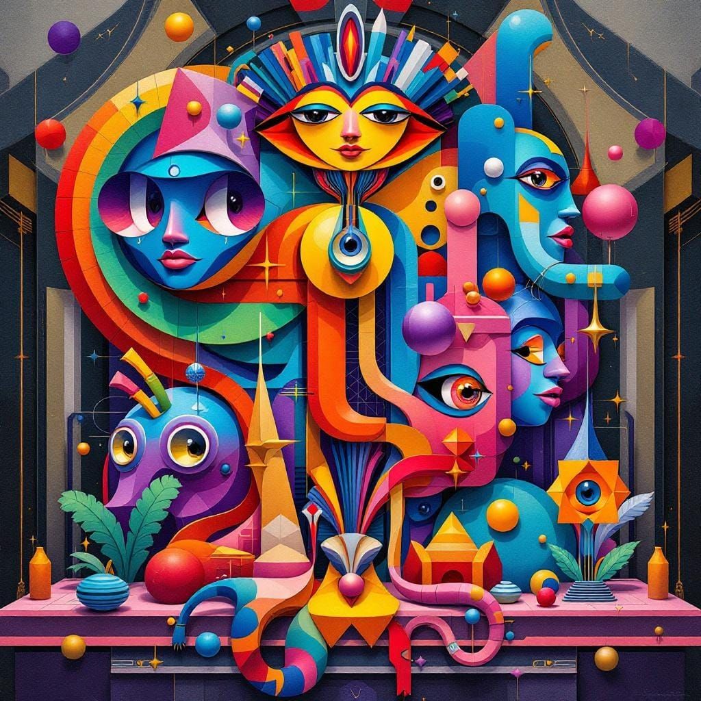 Quantum Cubist Forms in Art Deco Style