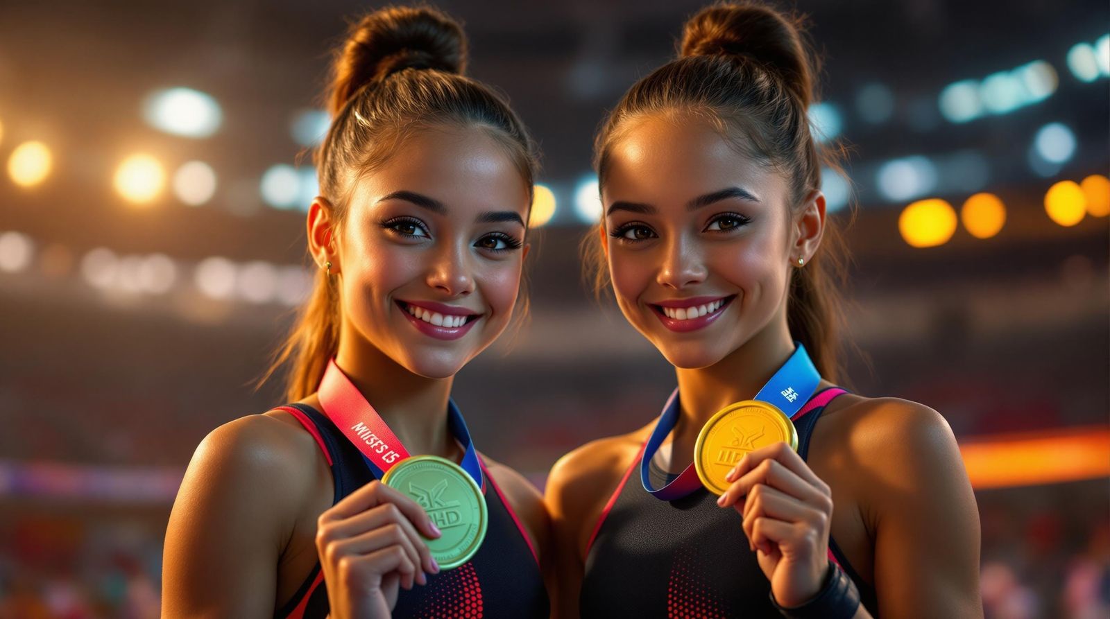 Gorgeous Twins Celebrate with Hyper-Realistic Gold Medals in...