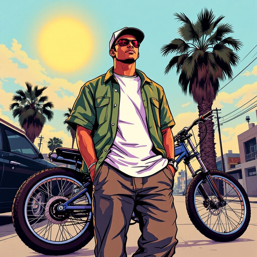 Retro-Futuristic Los Santos Character in Classic Video Game ...