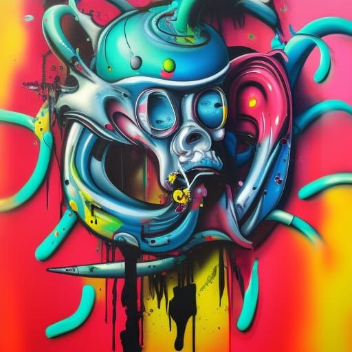 Slinderman Graffiti Art in Polychromatic Splash Style