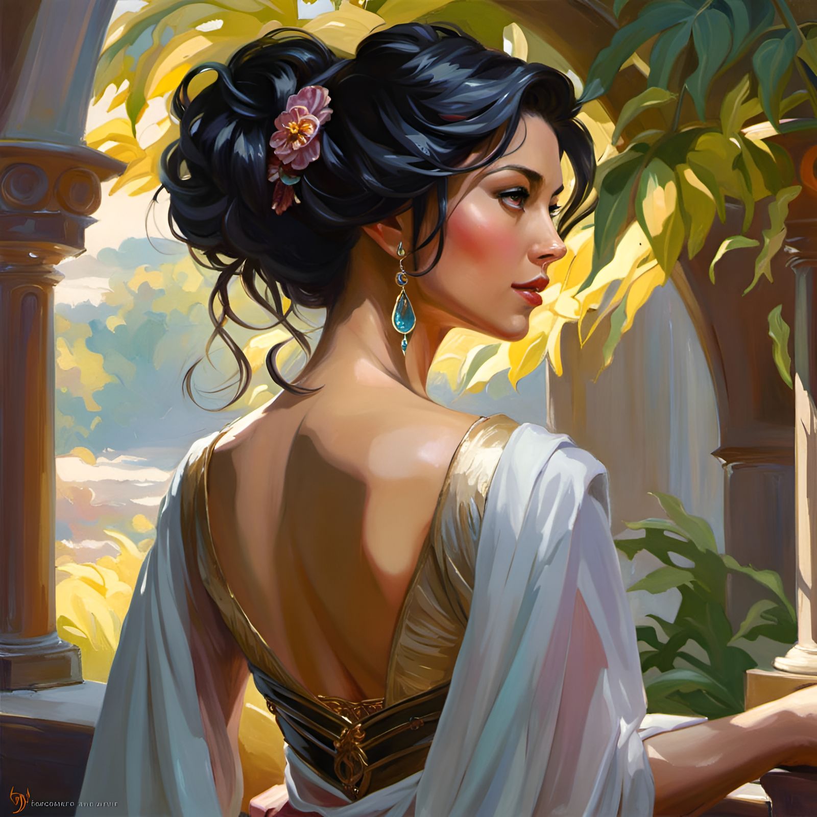 Confident Woman Portrait in Fantasy Art Style