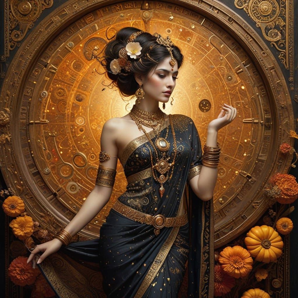 Golden Goddess of the Cosmic Sari