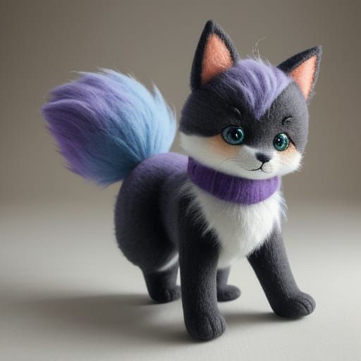 Adorable Plush Toy: Cat, Dog, Fox Hybrid Concept Art