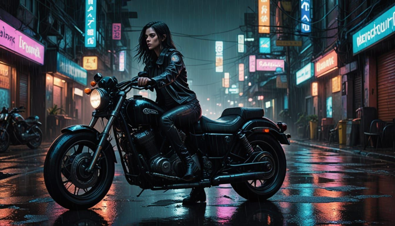 Neo-Noir Cyberpunk Cityscape at Night