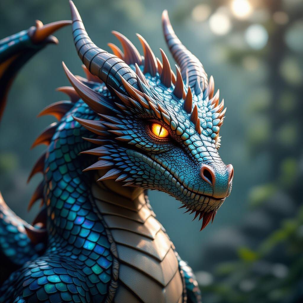 Photorealistic Dragon with Glowing Eyes