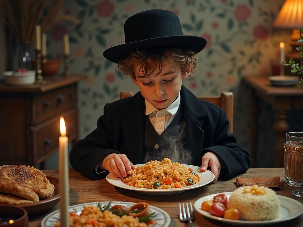 Hasidic Boy's Dreamy Shabbat Dinner