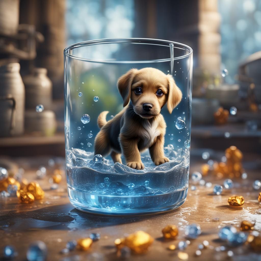 Puppies in Glass: Detailed Matte Painting