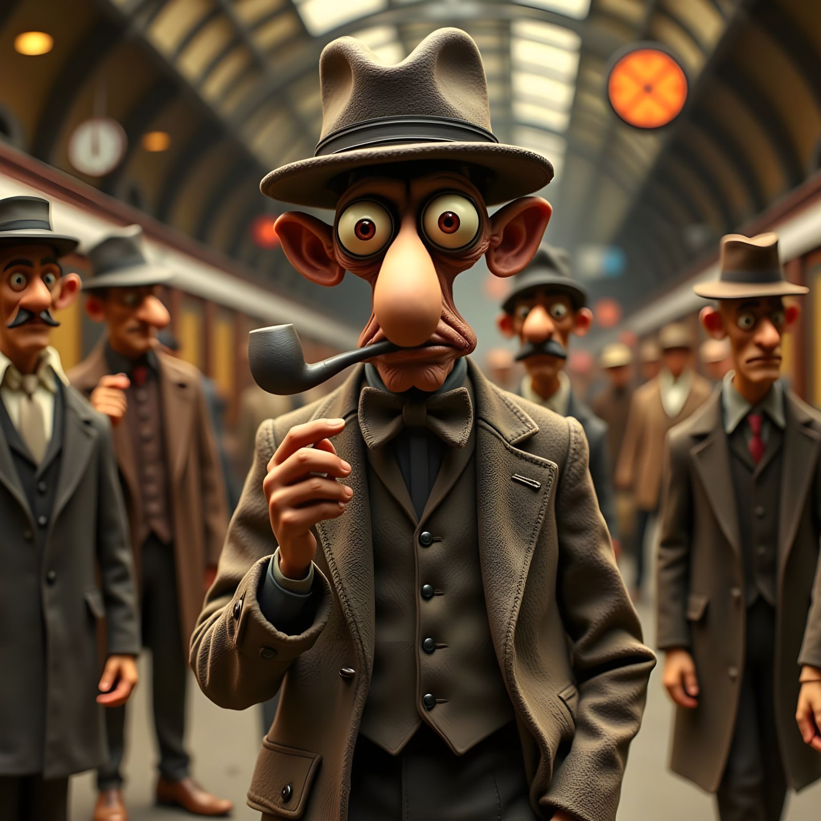 Claymation Bum at Train Station in Stop Motion