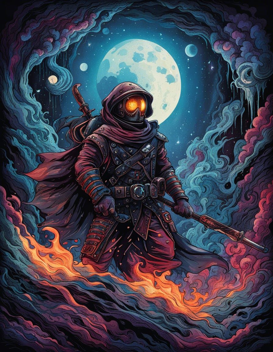 Handsome Space Cowboy in Sci-Fi Pulp Art Style