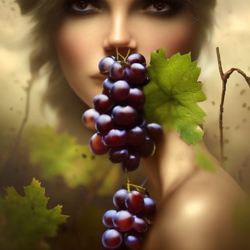 Fairy Trodding Grapes in Vat: Hyperrealistic Digital Art