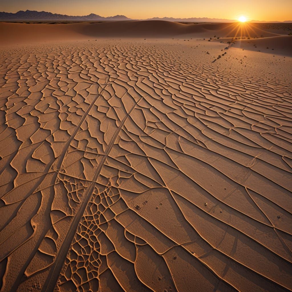 Ancient Desert Geoglyphs in Harmony with Sunset