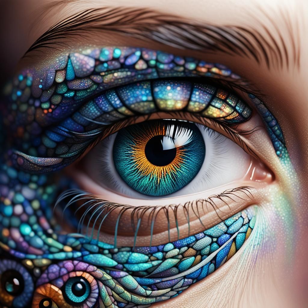 Opalescent Zentangle Eye in Fantasy Realism