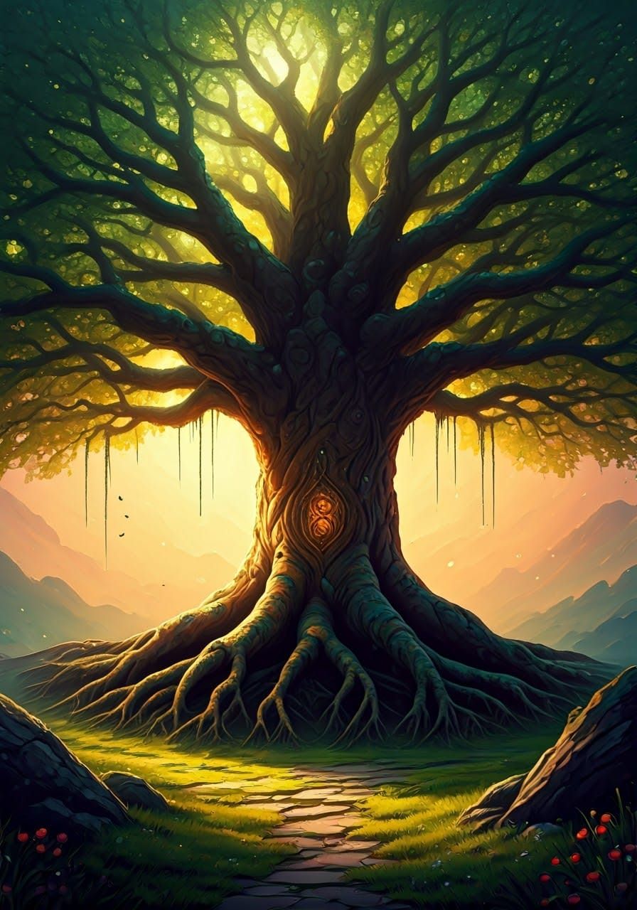 Ethereal Tree of Life in Art Nouveau Style
