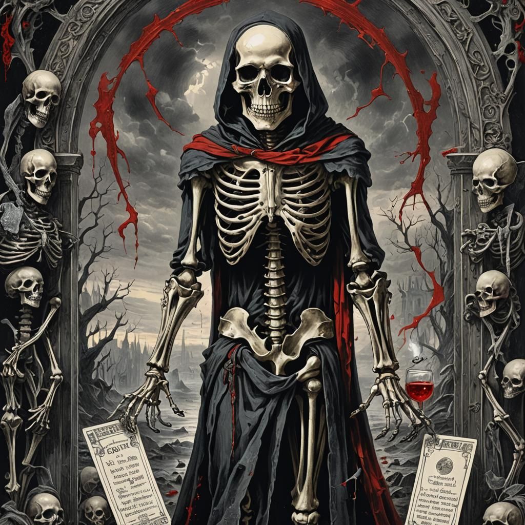Tarot Card of The Dead with Skeleton