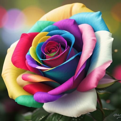 Vibrant Rainbow Rose in Professional Photography
