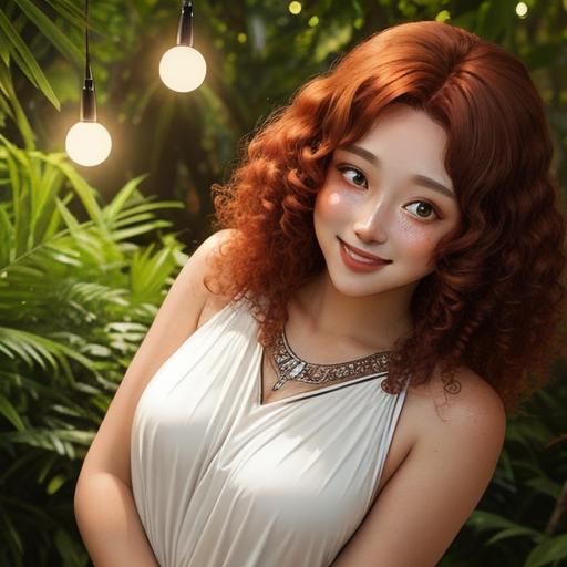 Sad Young Lady with Glowing Hair and Sunburnt Skin