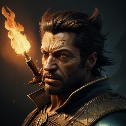 Wolverine's Fury: A Dark Fantasy Oil Painting