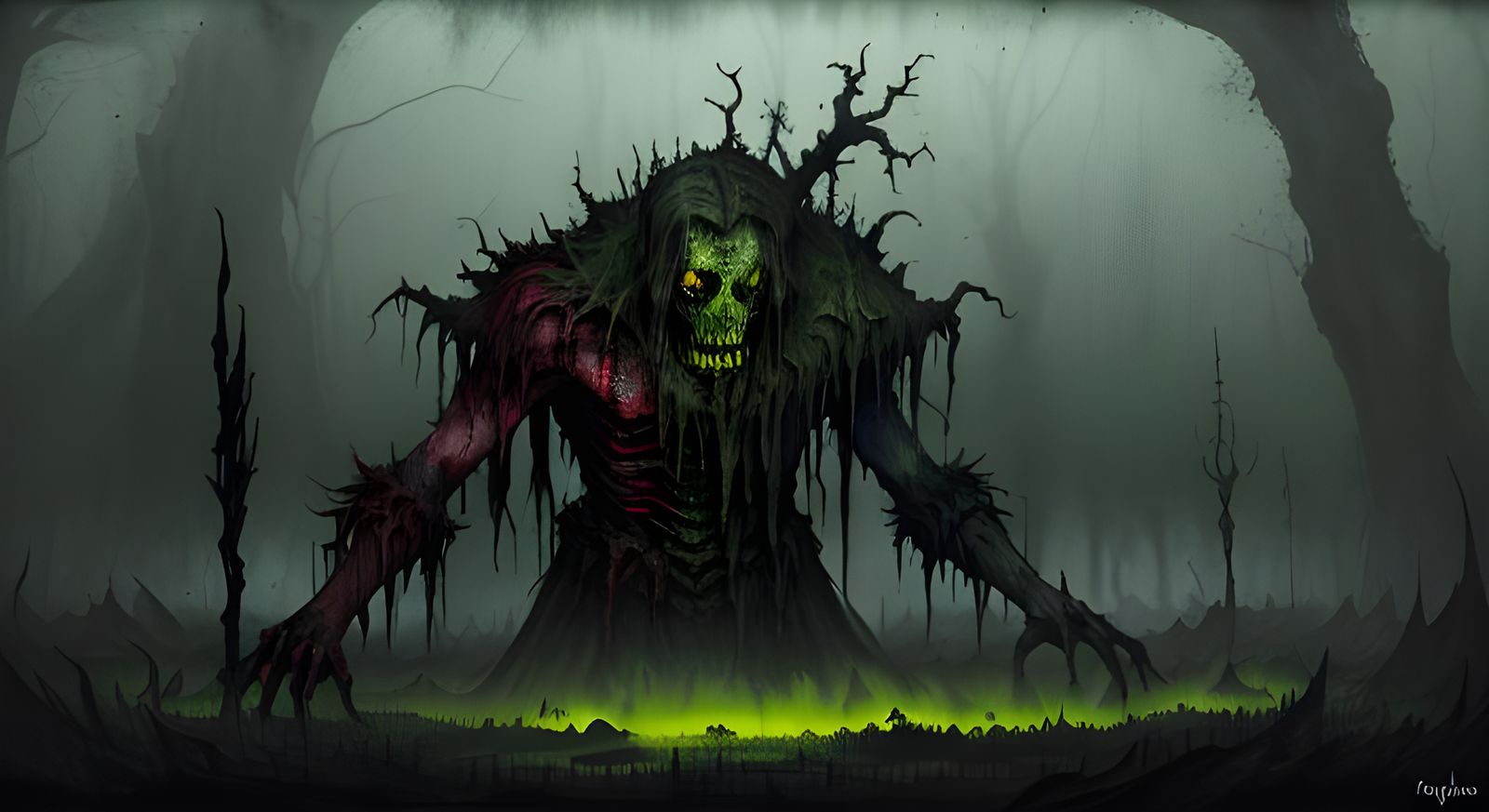 Plague Lord Morvhan in Diseased Fantasy Landscape