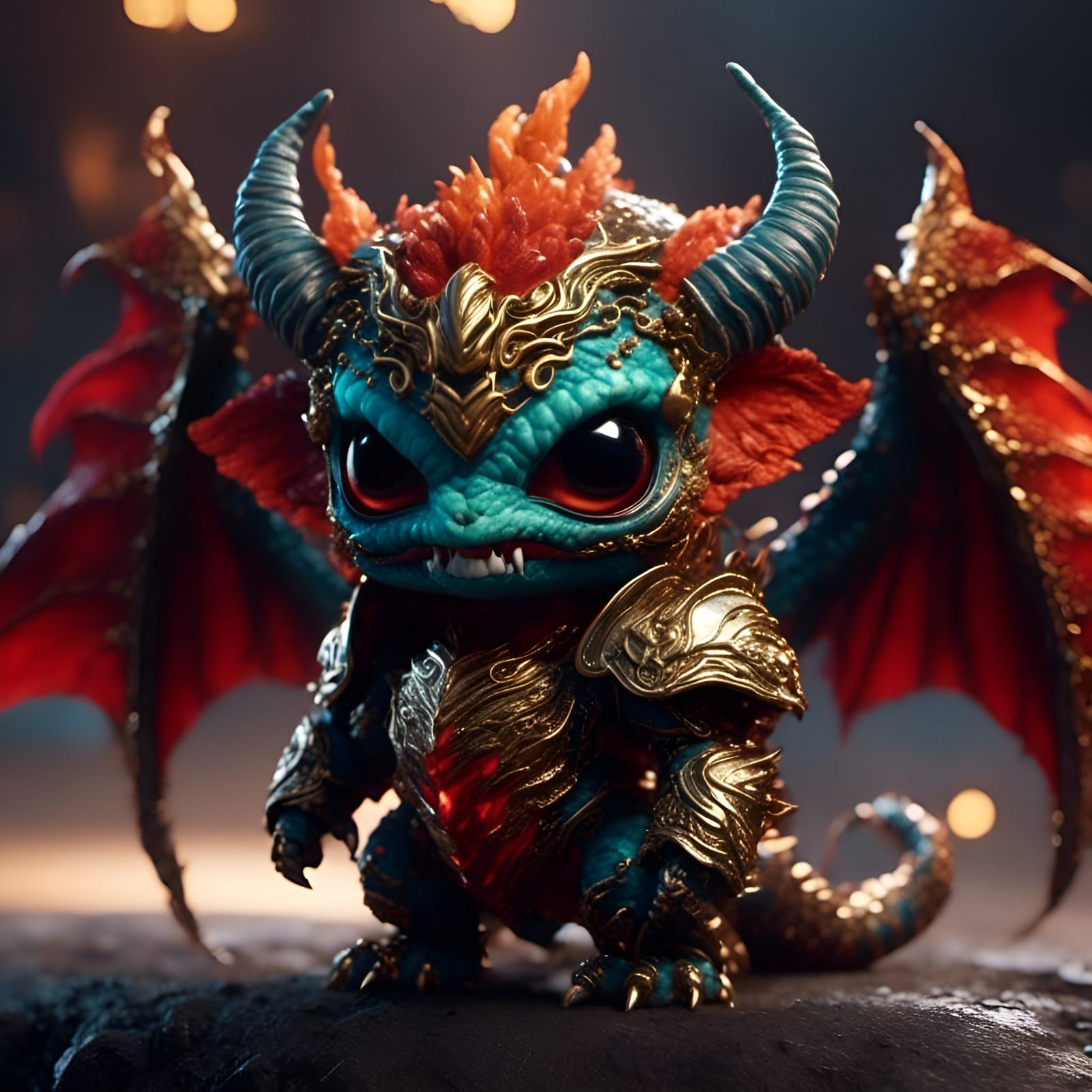Suede Chibi Dragon Knight in Photorealistic Style