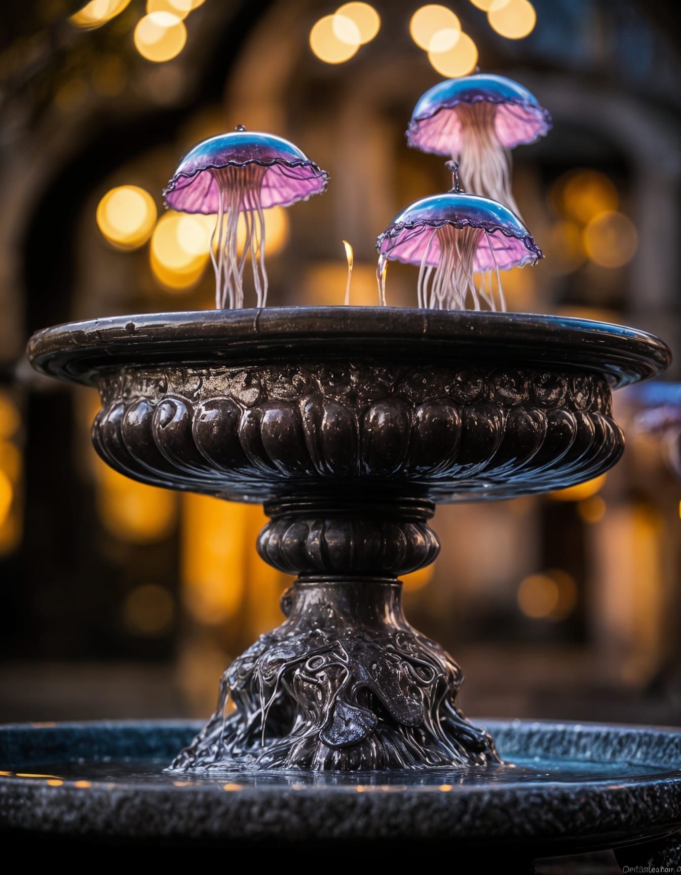 Bioluminescent Jellyfish in Chocolate Fountain