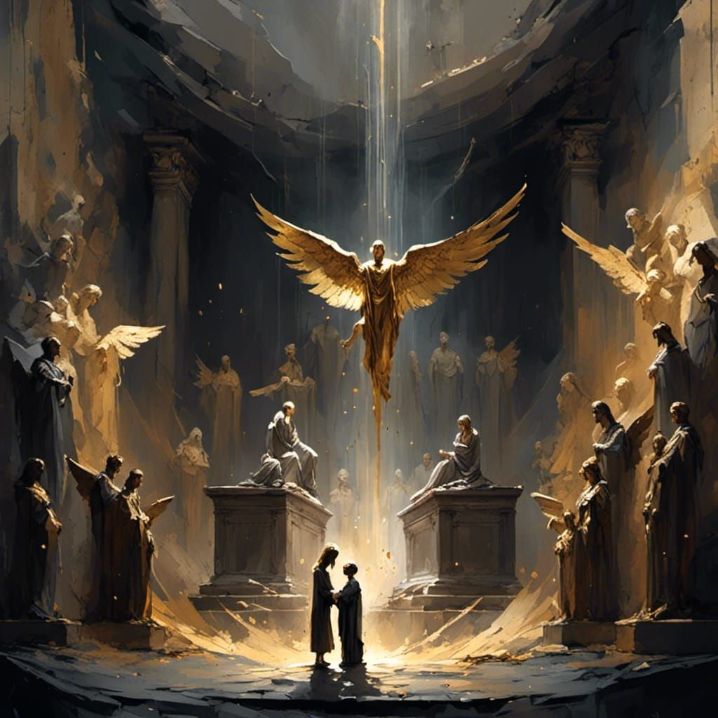 Low-Poly Ark of Covenant with Grieving Angels