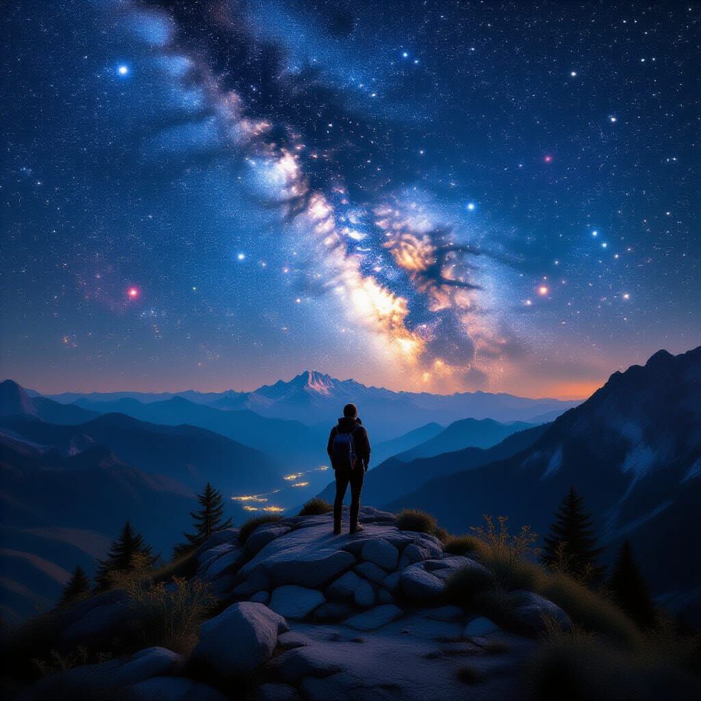 Alien Observes Geometric Rock on Cosmic Planet