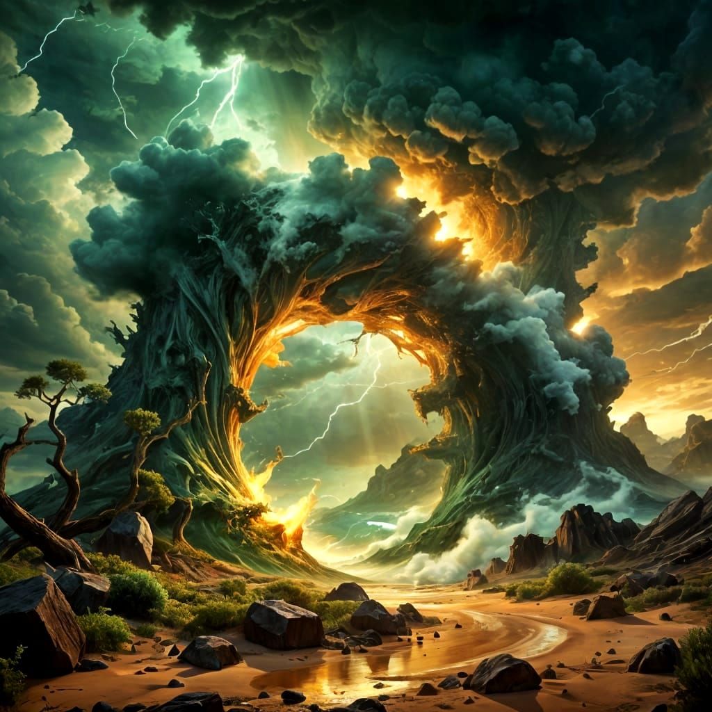 Portal Opens from Desert Storm to Lush Ocean World