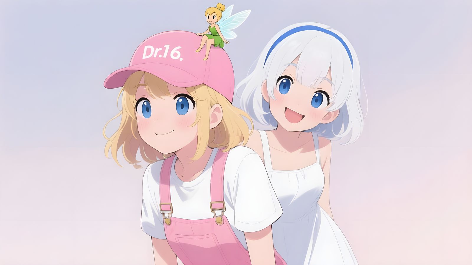 Happy Girls and Tinkerbell in Anime Style