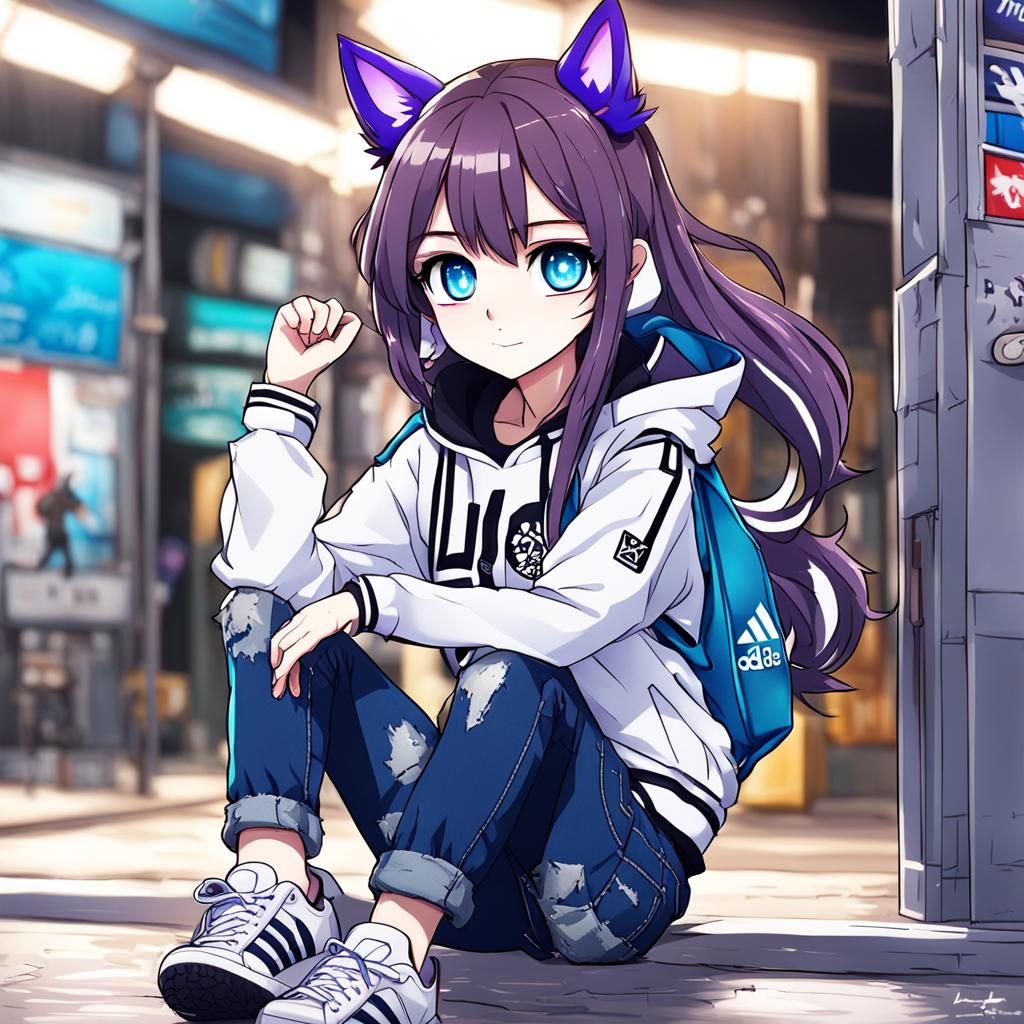 Cute Gacha Life Werewolf Girl in Anime Style