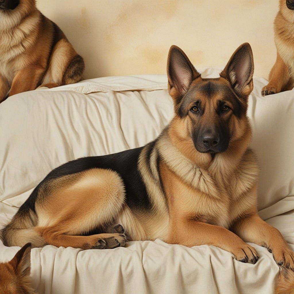 German Shepherd Basks in Golden Light