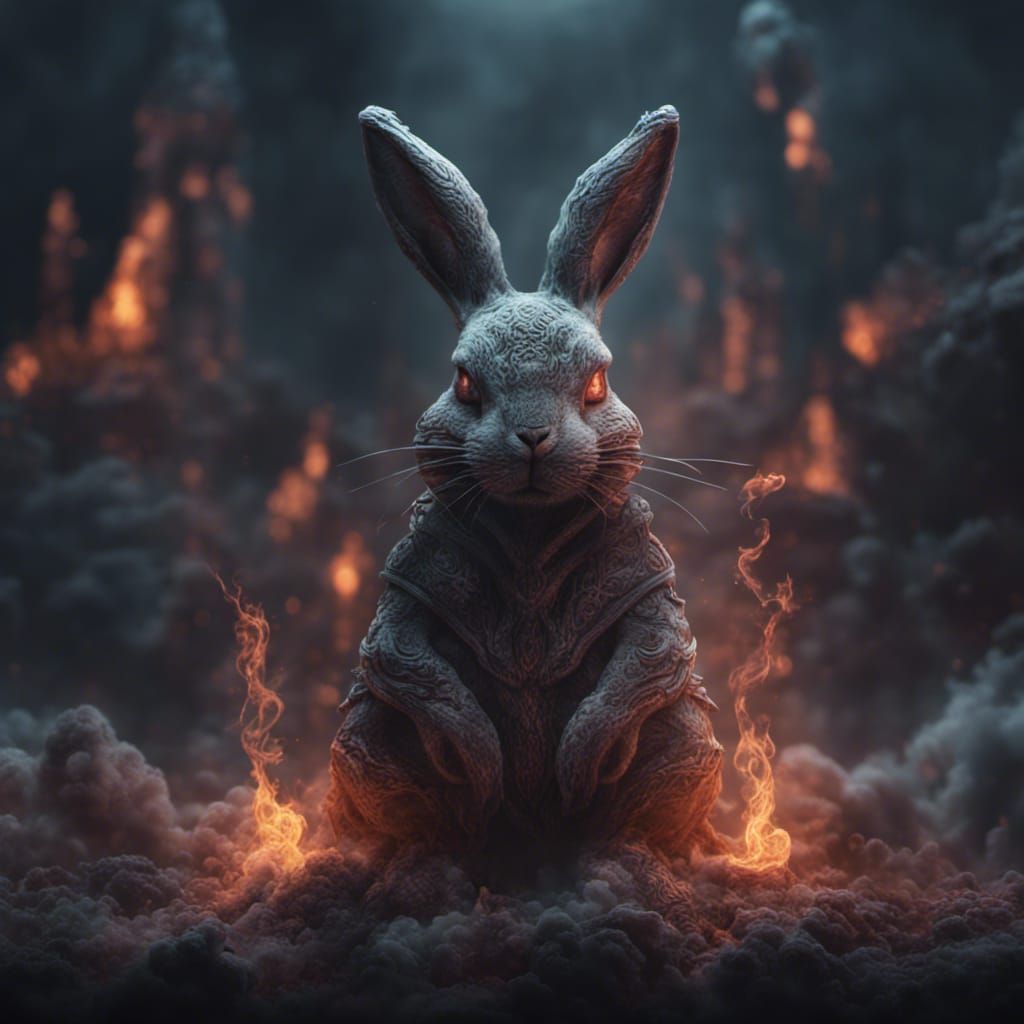Ethereal Smoke Bunny Ghost in the Night