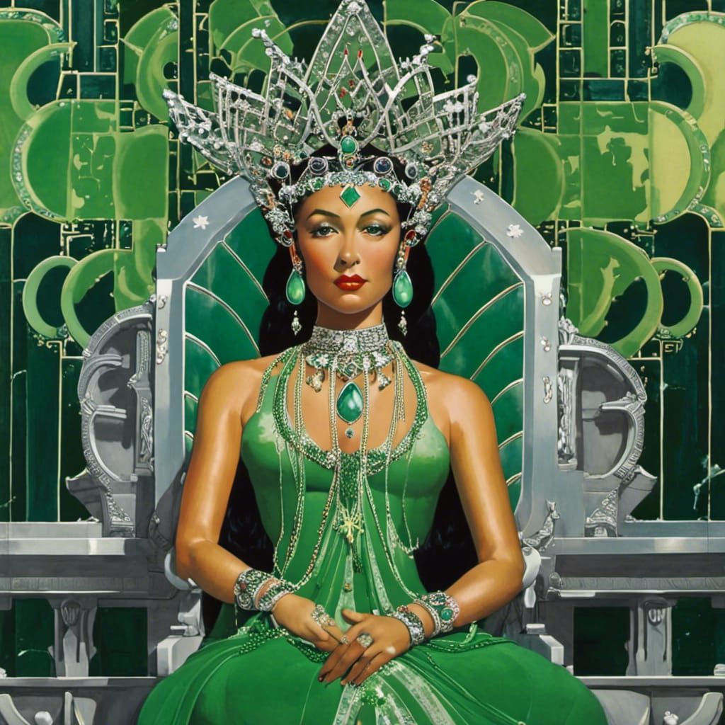 Jade Queen on Glassite Throne: Psychedelic Art