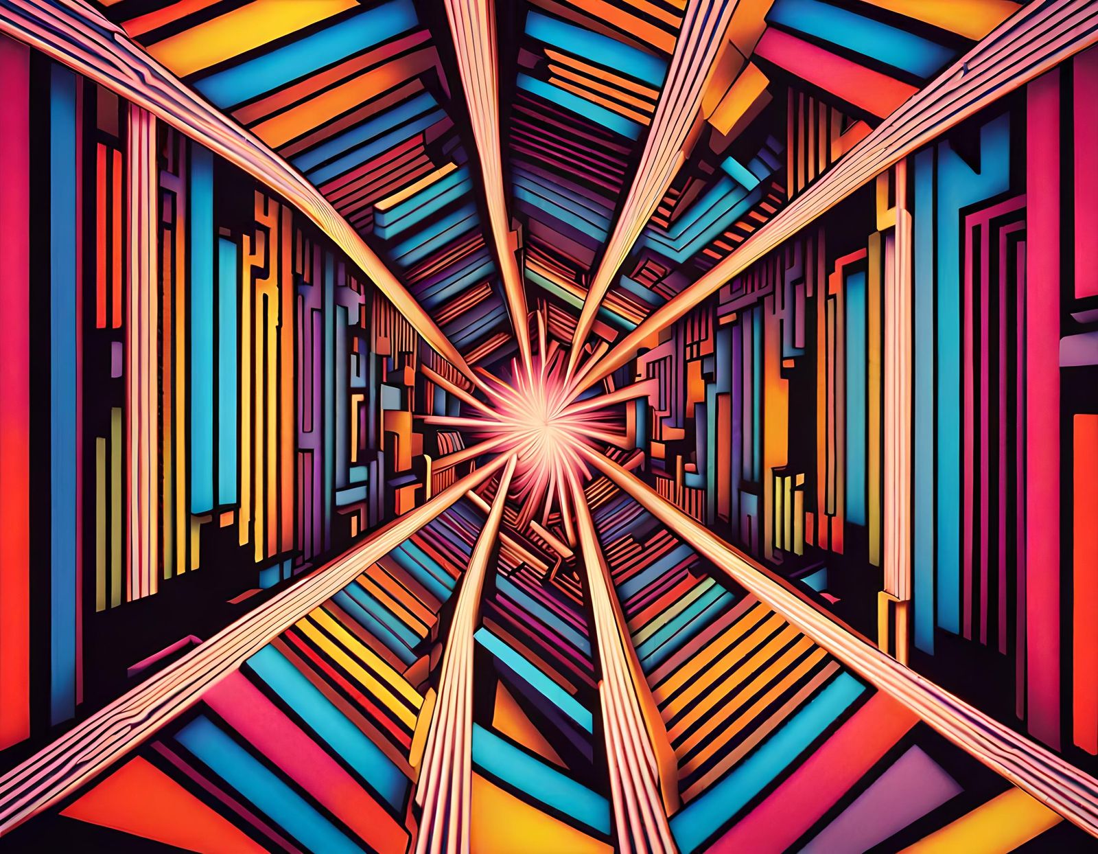 Psychedelic Starburst in Translucent Neon Tubes