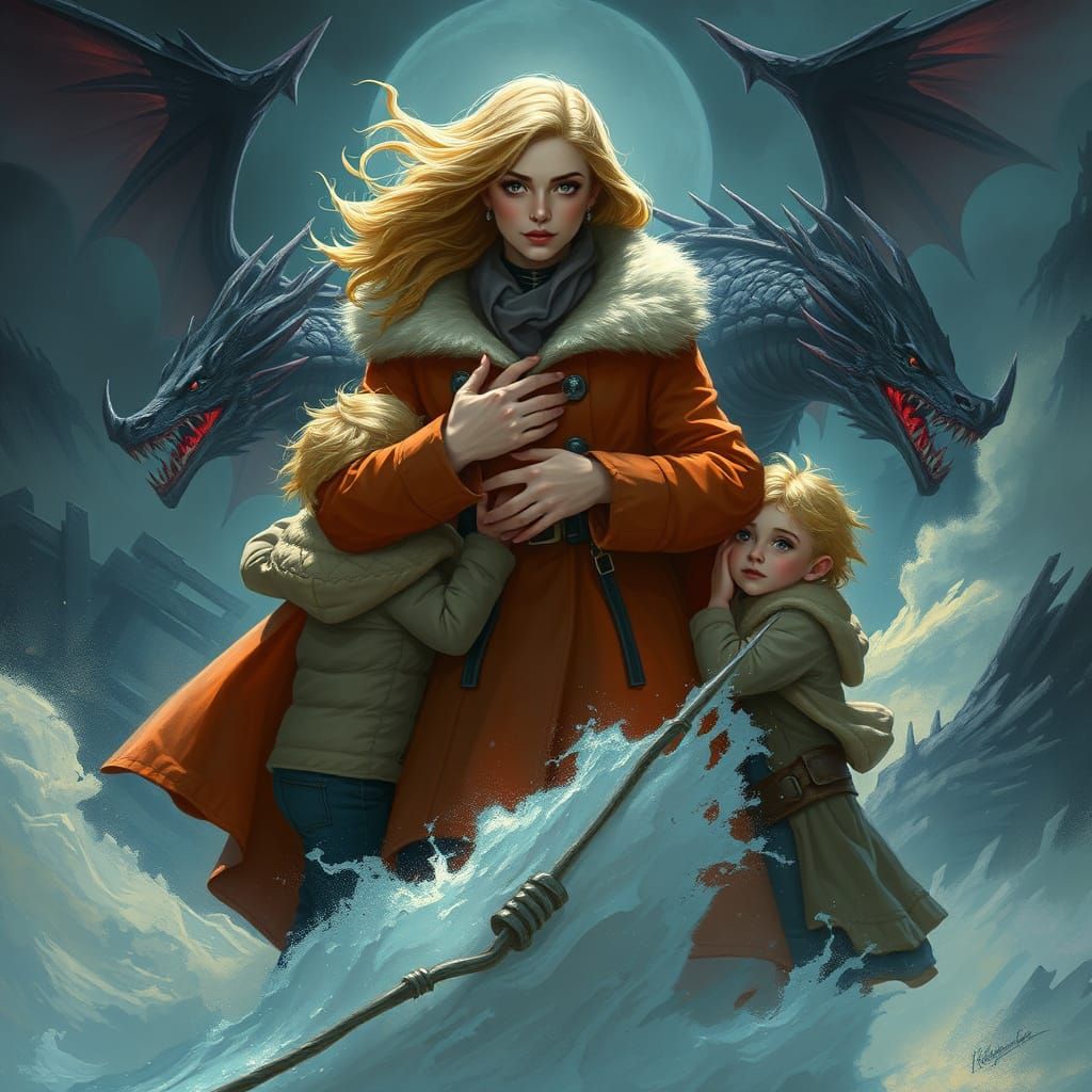 Motherly Love in a Futuristic Storm