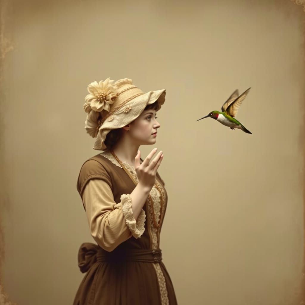 Edwardian Woman with Hummingbird