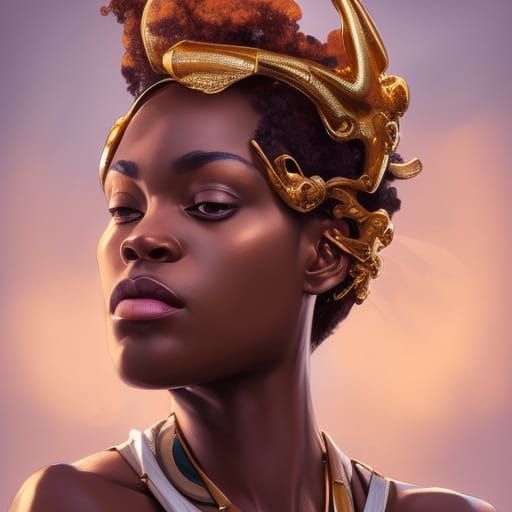Majestic African in Gold: Hyperdetailed Portrait