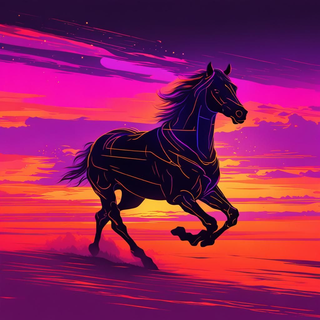 Cyberpunk Sunset Silhouette