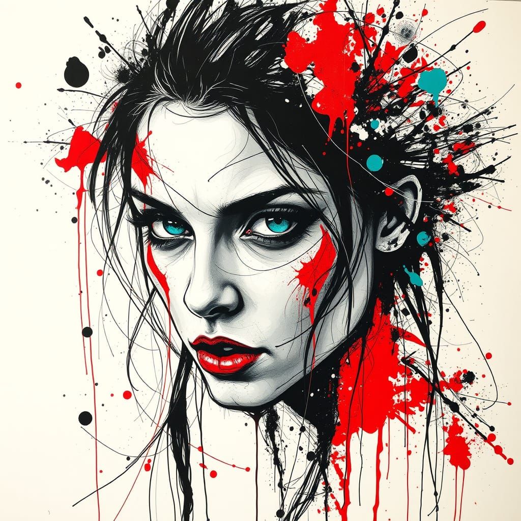 Expressive Abstract Portrait in Vibrant Urban Style