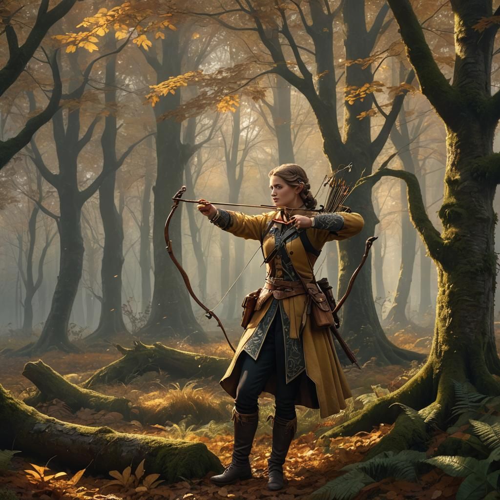Archer in Bavarian Woods: 18th Century Fantasy Art