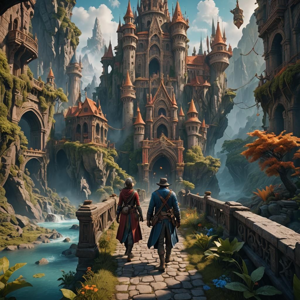 Couple on Tour: Detailed Fantasy Concept Art