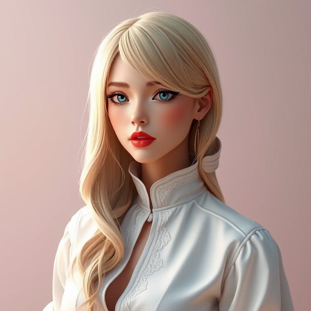Stunning 3D Anime Beauty in Elegant White