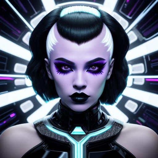Androgynous Space Ace in Neon Noir Sci-Fi Pop