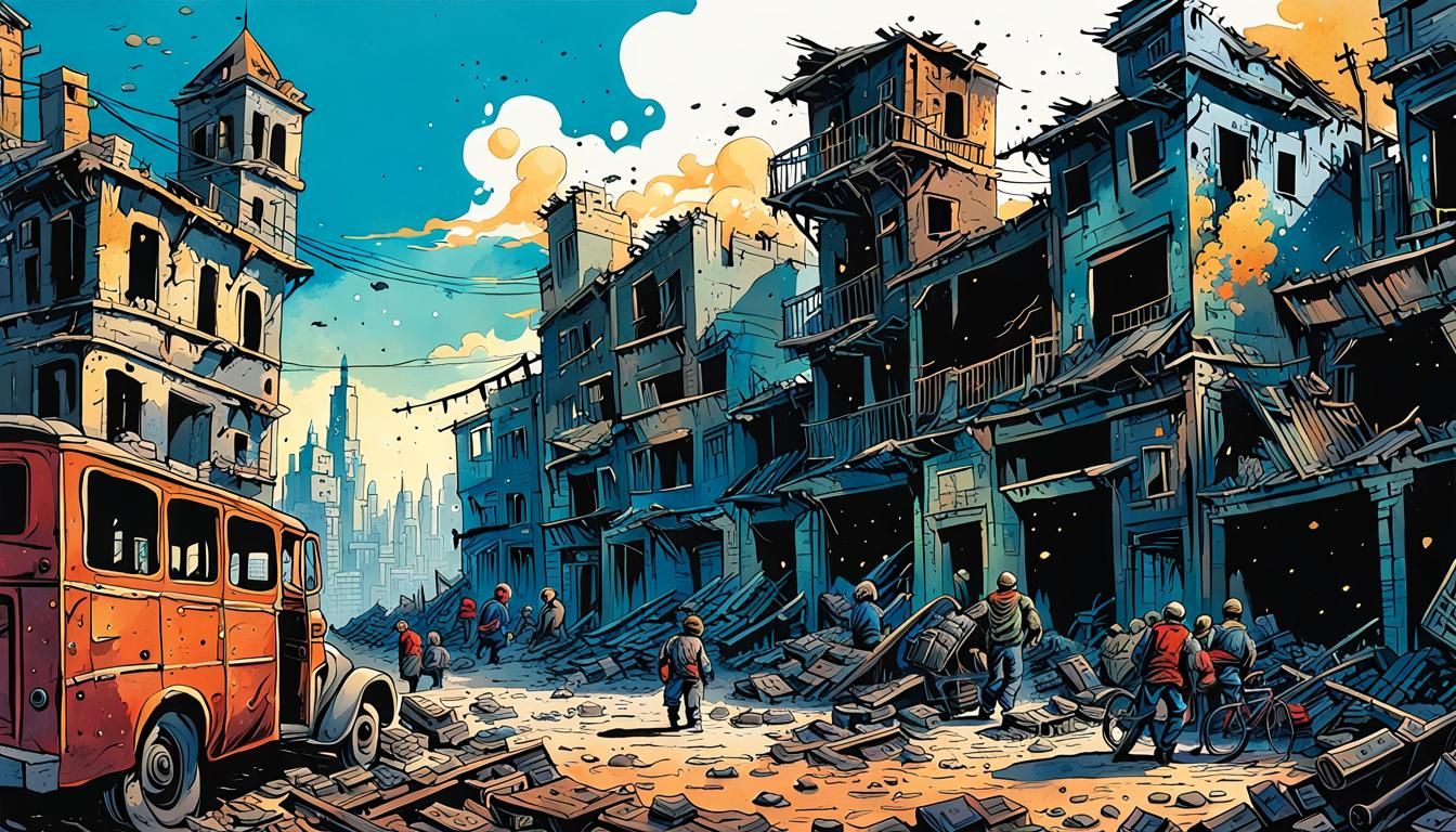 Dystopian Naive Art: From Medieval City to Ruins